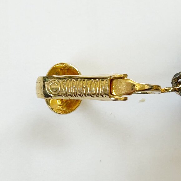 Sarah Coventry Vintage Gold-Tone Clip-On Earrings With Red Glass Signed - Picture 3 of 5